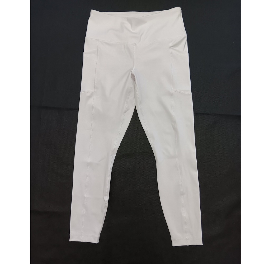 90 Degree by Reflex Women White High Waist Yoga Leggings with Pockets Size M